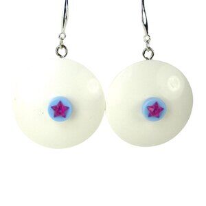 White Lego Disks Brick Earrings with 10 Extra Lego Dots for Interchangeable FUN!